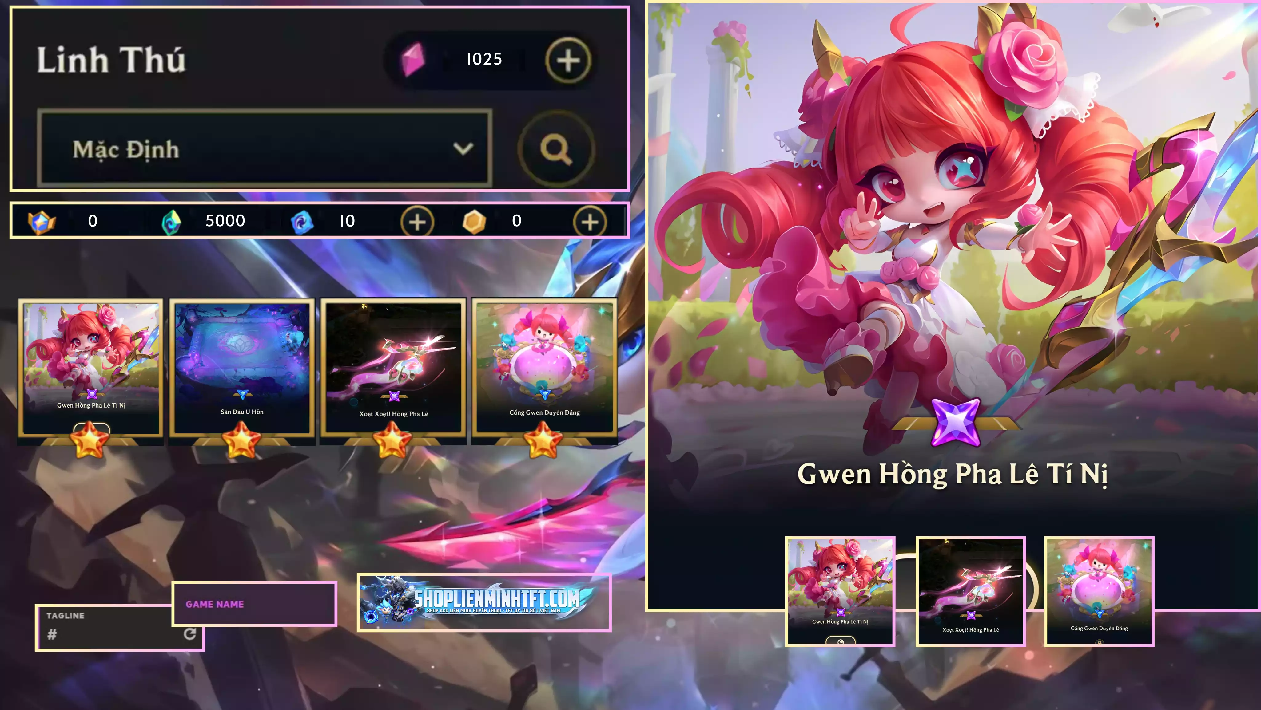 COMBO GWEN HÔNG PHA LÊ TÍ NỊ CHƯỞNG CỔNG TRÊN 5K PHA LÊ